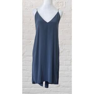 Anthropologie Morgan Carper Cornflower Blue Silk Slip Cocktail Event Dress Sz S